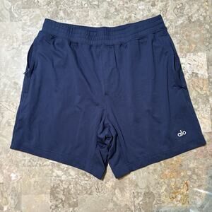 ALO Yoga Shorts Mens Small Blue Conquer React 6” Soft Cotton Blend Gym